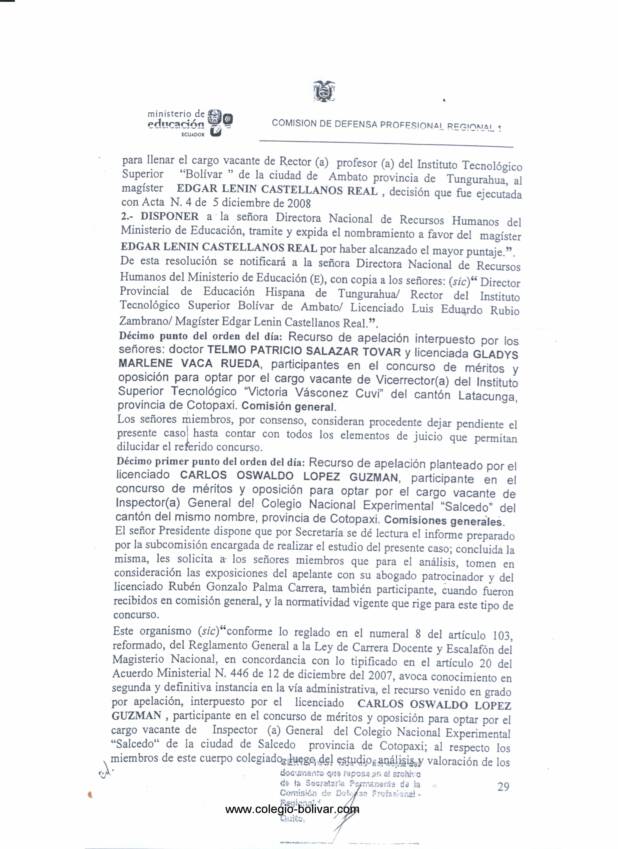 Concurso de Merecimientos para optar por el Rectorado del Colegio
