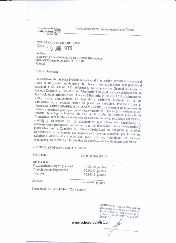 Concurso de Merecimientos para optar por el Rectorado del Colegio